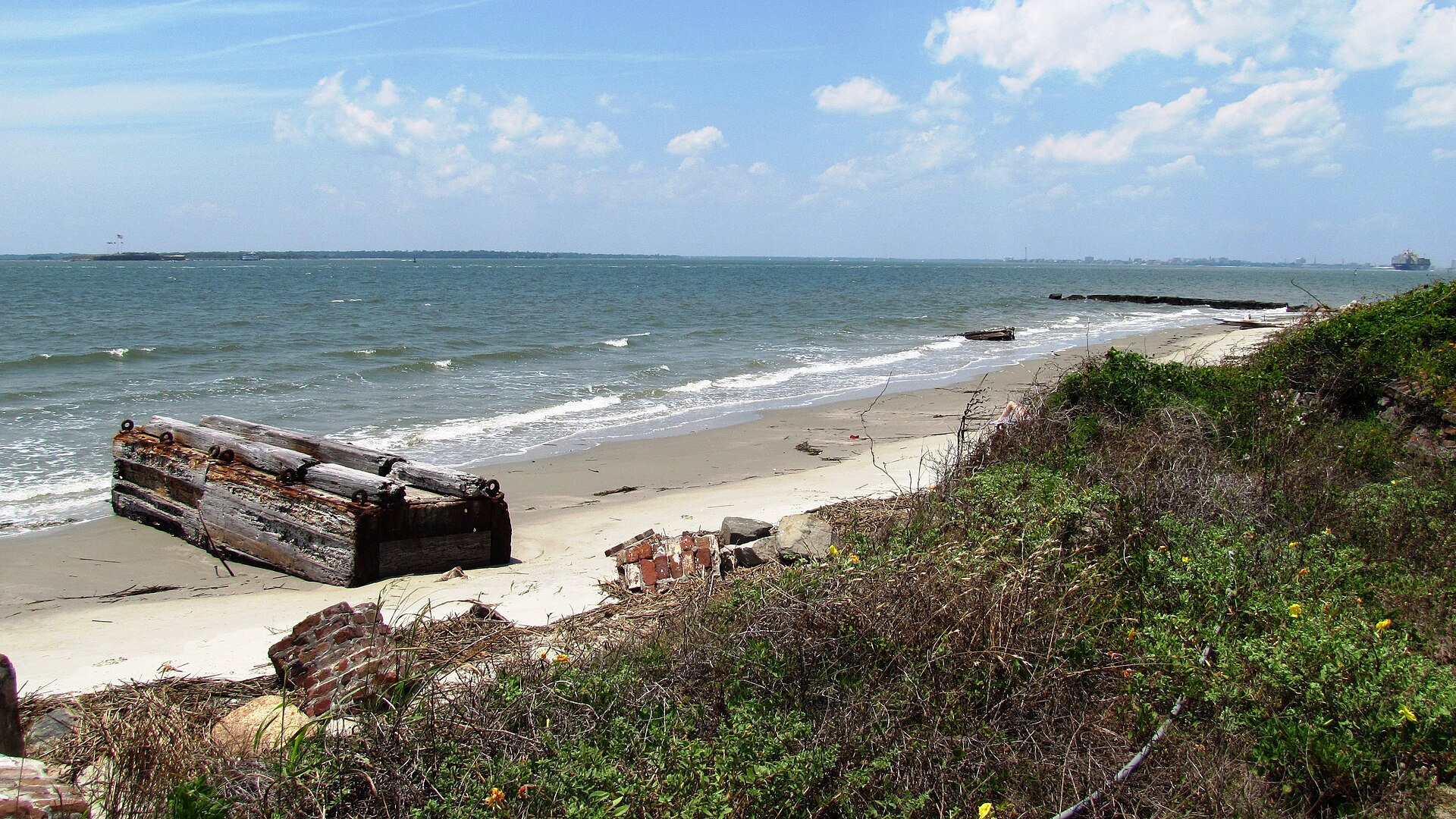 Atlantic Ocean beach on Sullivan's Island, South Carolina