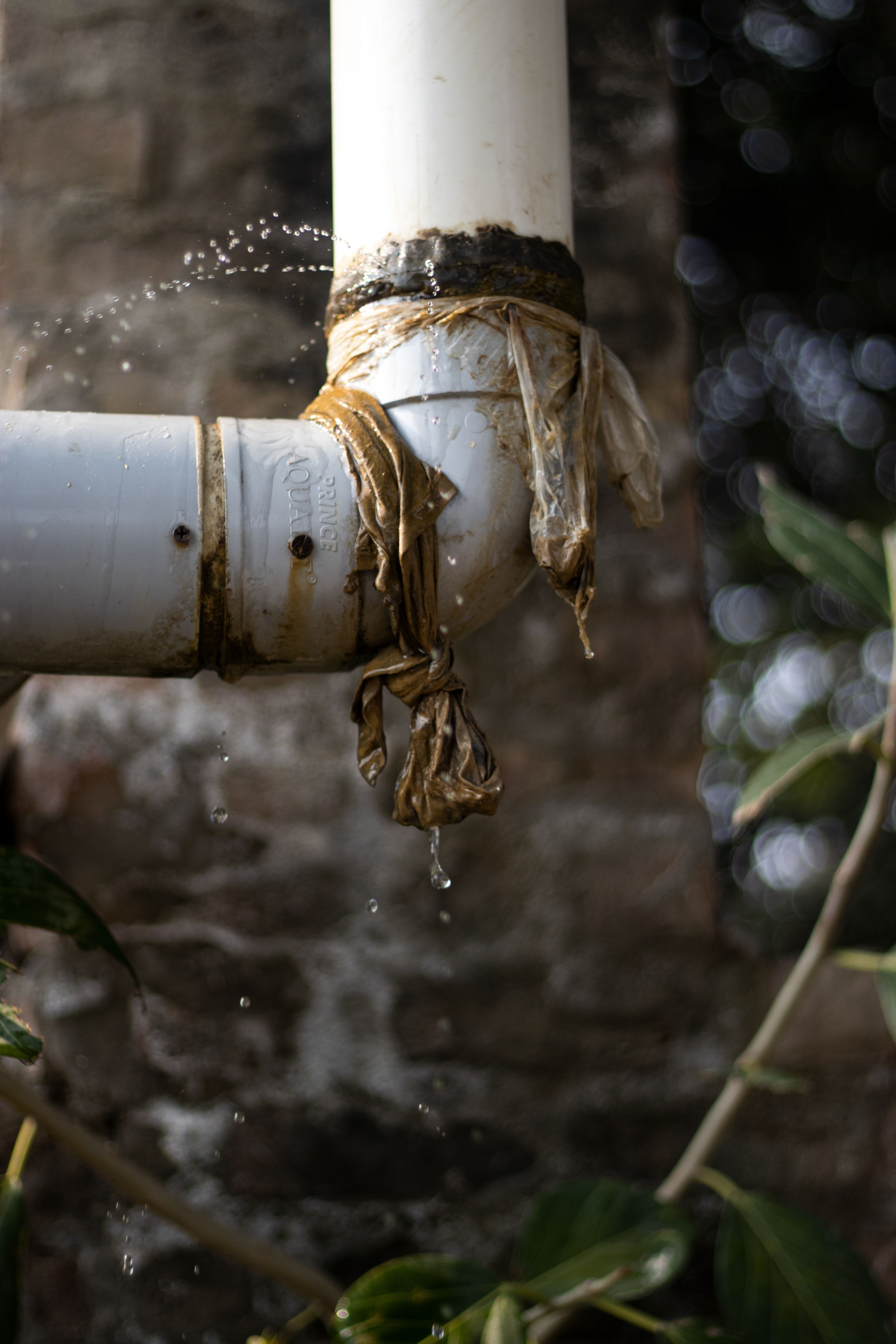 Generic leaking outdoor pipe requiring repair